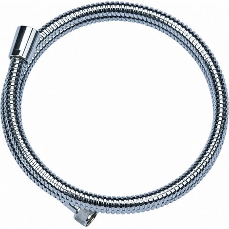 Messingduschschlauch mit Doppelklammern 1m75, 1 konische Mutter 15x21, 1 gerändelte Mutter 15x21.