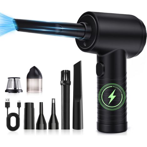 Soffiatore d'aria senza fili - 51.000 giri/minuto, ricaricabile, con luce LED per la pulizia di tastiere, computer e auto -Crezuo