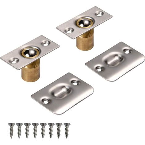 Loquet à bille pour porte, loquet à bille réglable en acier inoxydable pour porte de placard de cuisine, armoire ou penderie (2 argentés) (1/5)