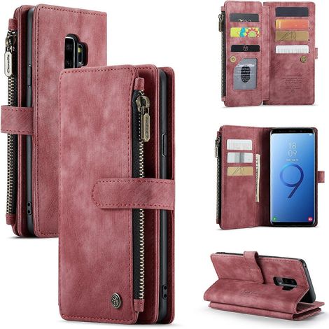 Pour Samsung Galaxy S9+ CaseMe-C30 PU + TPU Étui en cuir multifonctionnel à rabat horizontal avec support et fente pour carte, portefeuille et poche à fermeture éclair (1/4)