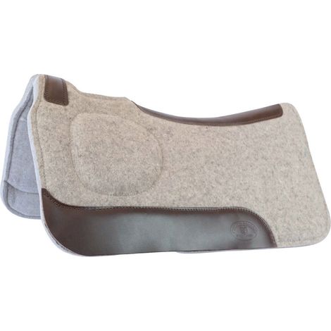 GRIGIO - Sottosella western in feltro con  inserti in cuoio e spessore frontale