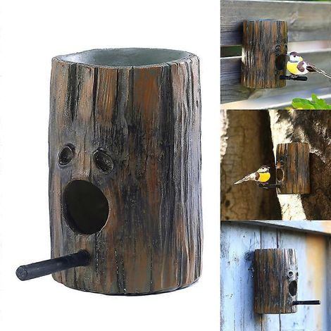 Nichoir en bois synthétique, mangeoire pour oiseaux sauvages, décoration murale extérieure pour jardin, cour ou terrasse. (1/4)