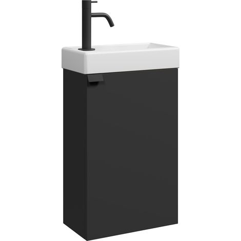 WC Badmöbel Apollo 40x22 cm Mat Schwarz - Schrank Waschbecken Ba