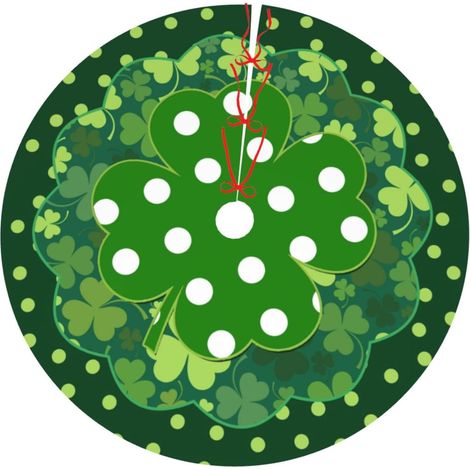 Ardoise De Sapin De Noël - Tapis Rond En Polyester Avec Motif Trèfle Et Points - 91 Cm De Diamètre - Pour Décoration De Fêtes (1/5)