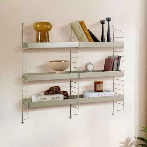 Étagère murale design 3 niveaux 98x21x100 cm en métal taupe - SEMA