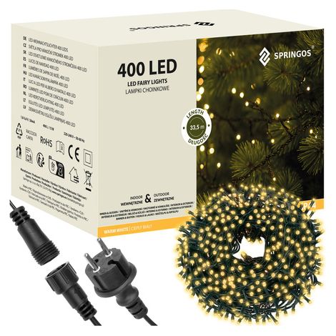 LED-Lichterkette 25,5 m Innen Außen Warmweiß 400 LEDs