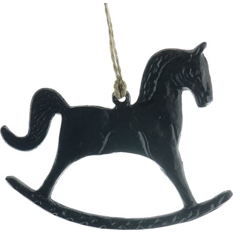 Freese – Suspension de Noël cheval à bascule noir – Aluminium, 12 cm