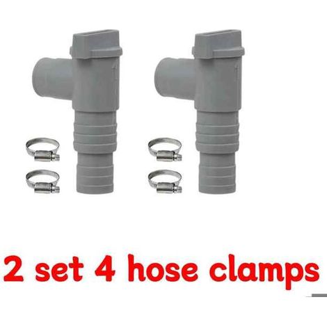2 pièces adaptateur tuyau piscine PVC, robinet à piston marche/arrêt, bouchon étanche fuite, colliers de serrage pour raccordement piscine hors sol