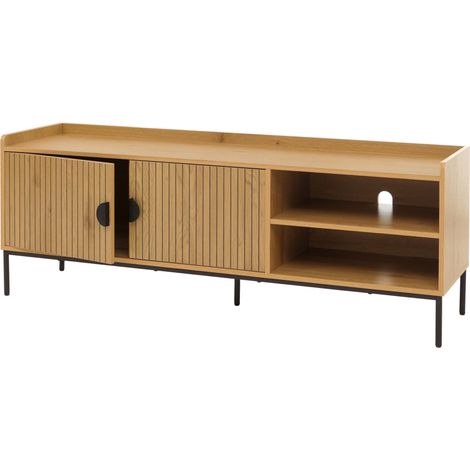[NEUWERTIG] TV-Rack HHG-706, TV-Board Fernsehtisch Lowboard TV-Schrank Kommode, Melamin MDF 56x150x40cm natur (1/5)