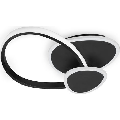 Plafonnier LED rond à anneau 32W, lampe de plafond 3840 lm, 3 températures, fonction mémoire, salon chambre cuisine couloir, noir (1/5)