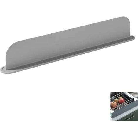 Protection anti-éclaboussures pour évier (1 pièce) - Pare-éclaboussures en silicone - Idéale pour la salle à manger, la salle de bain et la maison - Gris - 49 x 8,5 x 5 cm (1/5)