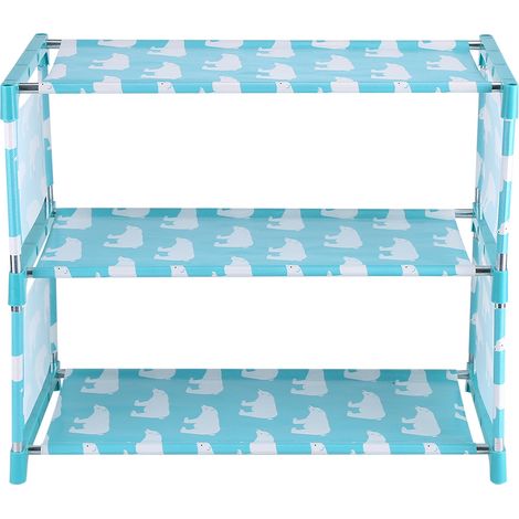 Zerodis 3 Étages à Chaussures, Étagère de Stockage de Chaussures de Tissu de Support Debout Libre (Blue Polar Bear).
