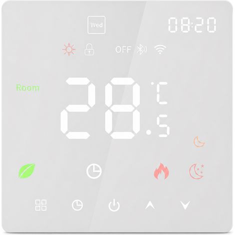 Thermostat intelligent WiFi K6 blanc 3 A pour chauffage hydraulique et chaudières à gaz avec application Tuya (1/5)