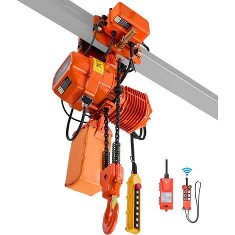 Mophorn Elektrischer Kettenzug 2000 kg, 6,1 m Hubhöhe, Dreiphasig, mit 100 m Funk- und 4,8 m Kabelfernbedienung, G100-Doppelkette, Notstopp, geeignet für Fabriken, Lagerhallen und Garagen (1/5)