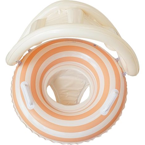 Chaise de natation pour bébé à rayures orange-blanc avec auvent amovible et poignées 70 cm – Siège de natation sûr et anti-inclinaison pour les tout-petits de 1 à 5 ans (1/5)