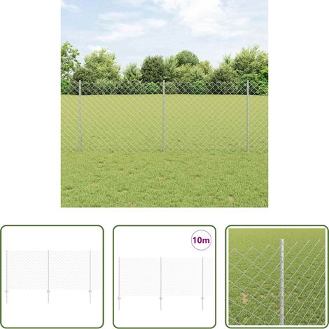 vidaXL Terrassenzaun - Zaun mit Pfosten Silber 1 x 10 m Stahl (1/5)