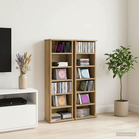 vidaXL CD Cabinet 2 pcs Artisan Oak 32 x 17 x 92 cm Engineered Wood (1/5)