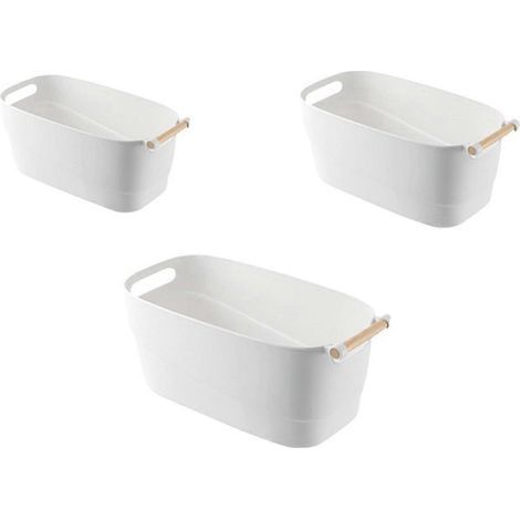 Boîte de rangement pour petits objets de bureau, panier de rangement, cuisine, salon, blanc (1/5)
