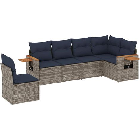 Maison Exclusive - Set Divani da Giardino 6 pz con Cuscini Grigio in Polyrattan (1/5)