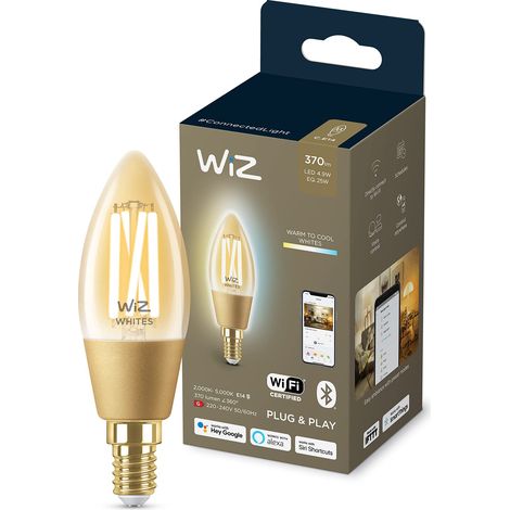 WiZ Lampadina Smart WiFi, Luce Bianca da Calda a Fredda Dimmerabile, Filamento Ambrata, E14, 5W, Tecnologia SpaceSense, Controllo Vocale (Alexa, Apple HomeKit, Google Home) (1/5)