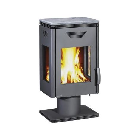 Kaminofen KF101-Trion, 8kW gussgrau, Anschluß oben/hinten