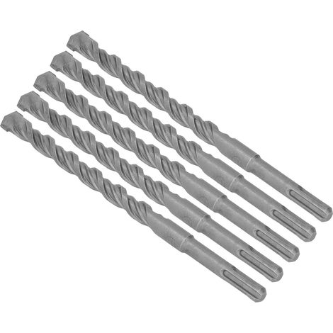 5 Forets à Percussion en Carbure pour Béton et Briques, Mèches Rotatives à 2 Torsades, Longueur 210mm Diamètre 14mm (1/5)
