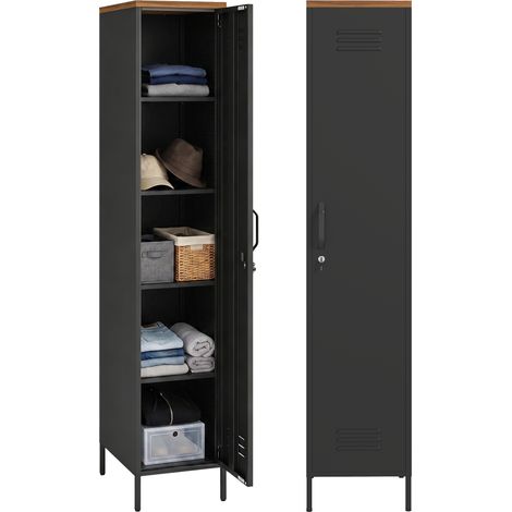 Armoire vestiaire métal industriel étagères modulables chambre garage bureau noir