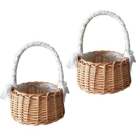 kleine Weidenkörbe mit Henkel Strohkörbe Rattan-Körbe Tonkörbe Hochzeitskörbe geflochtene Blumenkörbe Blumenkörbe für Kinderpartys Festivals (1/4)
