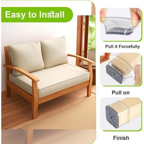 - 32pcs Protection Pied de Chaise Carré, protege pied de chaise silicone,Petit patin chaises en Transparent pour Sols en Bois (1/5)