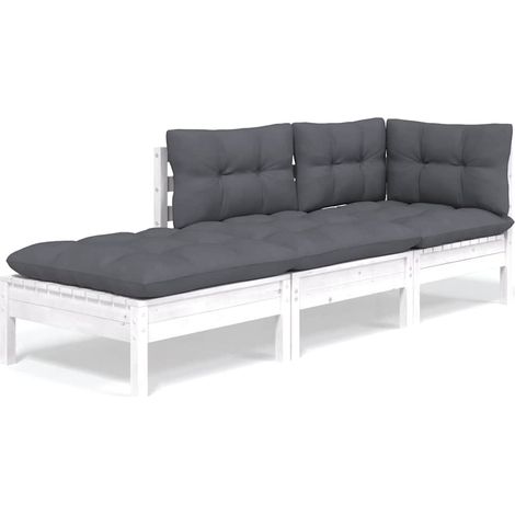 Set Divani da Giardino 3 pz Salotto da Giardino con Cuscini Legno Massello di Pino (1/5)