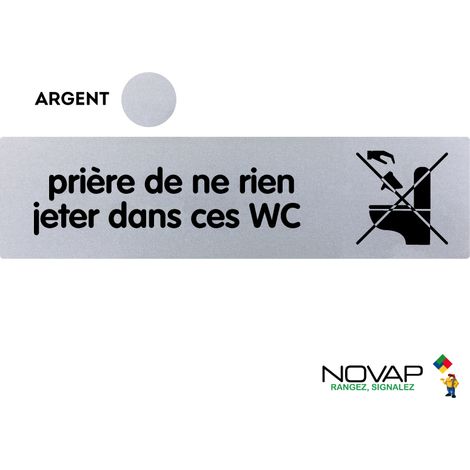 Plaque de porte Prière de ne rien jeter dans ces WC - Classique argent 170x45mm - 4320922