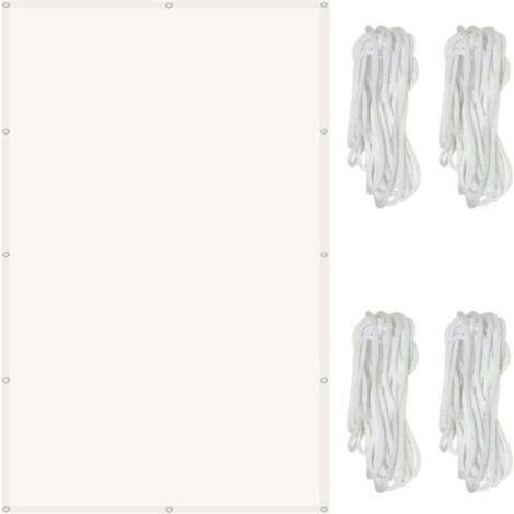 Voile d'ombrage rectangulaire, 2 x 3 m, imperméable, protection UV 98 %, avec cordes de 1,5 m pour une utilisation extérieure (jardin, terrasse), beige (1/5)