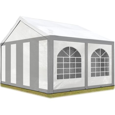 Excellent Marquee 3x4 m with strong PE 450 N tarpaulin Party Tent with fully galvanised & bolted steelframe grey white (1/5)