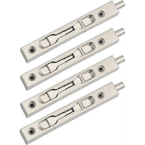Paquet de 4 (2 paires) Verrou à glissière de verrou de pêne affleurant de porte, action de levier de sécurité de pêne dissimulé, pêne coulissant en acier inoxydable - (15 cm de longueur) (1/5)