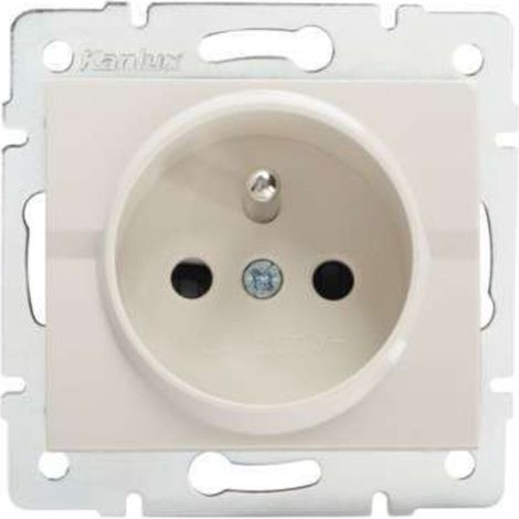 Französische Wandsteckdose – Erdung Typ E – Unterputzmontage – Creme – 16 A (1/3)