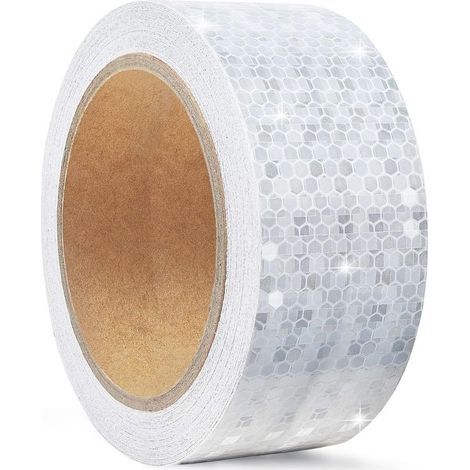 HOXILEELEO - 5cm x 10m Nastro Reflechissante auto-Adesivo verso L'esterno,Fluorescente Striscia Casco Moto,Bianco Nastro Riflettente di Sicurezza impermeabile,avviso Band per Auto,Camion e (1/5)