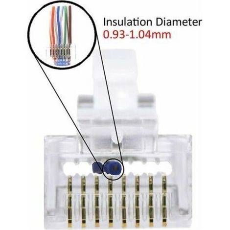 Lot de 100 RJ45 8P8C CAT6 CAT5E Connecteur de Passe à Travers Ethernet Modulaire Plug 50u Plaqué (1/3)
