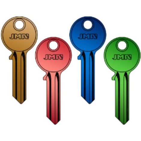 JMA llave puerta aluminio u-5d azul (caja 10) , Llave serreta de aluminio colores.