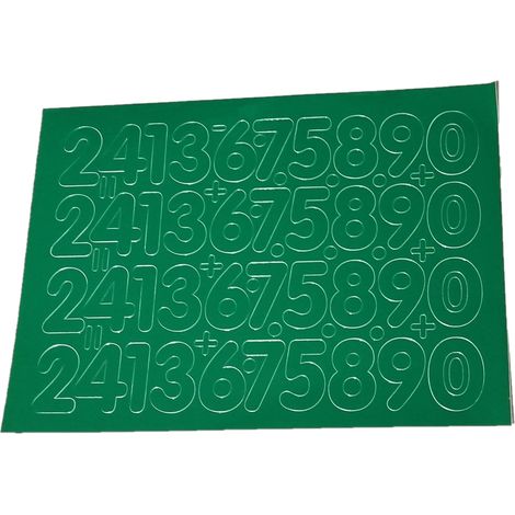 Números autoadhesivos de lámina de 5 cm, color verde.