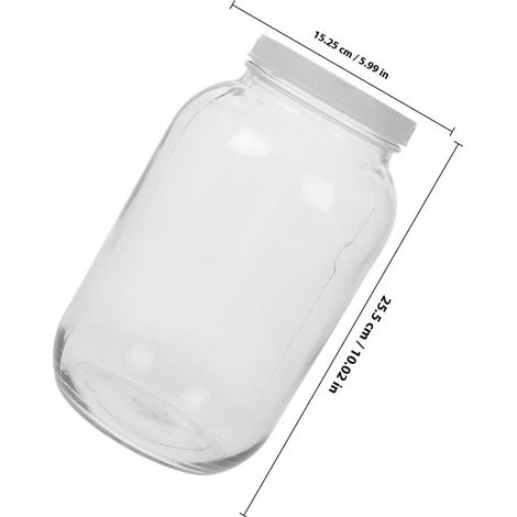 Barattolo in vetro a bocca larga da 3,8 litri con coperchio in plastica, grande contenitore ermetico da 3,8 litri per la produzione di birra. (1/5)