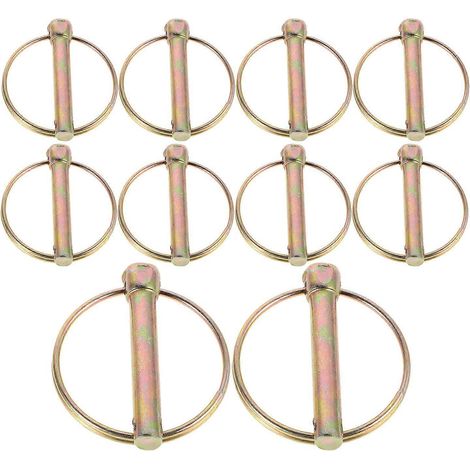 Lot de 10 goupilles de verrouillage robustes avec anneau, pour tracteurs, camions, remorques et tondeuses agricoles (M10). (1/4)