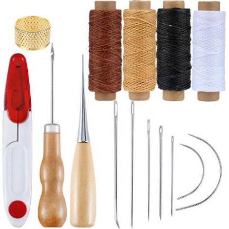 cuir Outils Kit Dequantit Voir Le Graphique Rparation  La Main Artisanat Cuir Fil Cir 8 Couleur Avec Aiguilles  Coudre Ciseaux Ruban  Mesurer Pour (1/5)
