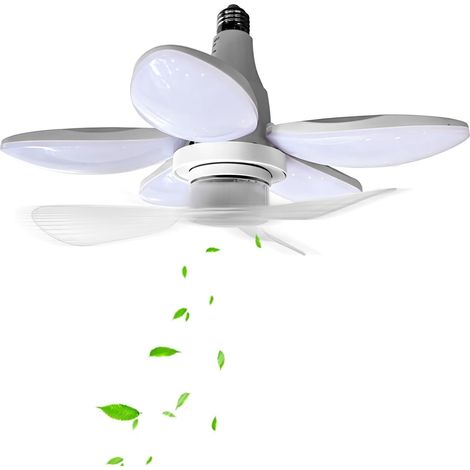 Faltbarer Deckenventilator mit 3 Geschwindigkeitsstufen und Fernbedienung Integrierte LED-Beleuchtung für Schlafzimmer, Küche, Badezimmer, Büro, Garage, Keller, Wohnung (1/5)