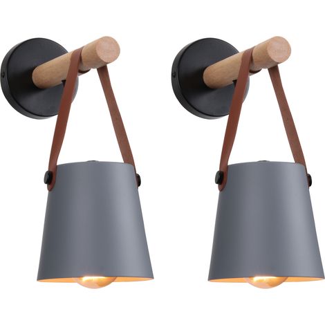 Lot de 2 Applique Murale Intérieur Moderne Lampe Murale Industrielle Décoration Gris (1/5)