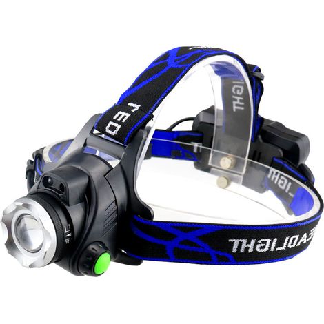 Ahlsen Linterna frontal LED recargable 1200LM IP64 Linterna frontal impermeable con zoom 3 modos con cable USB 2 baterías 18650 con luz indicadora para acampar (1/5)
