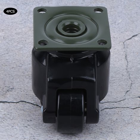 4 roulettes de nivellement GD-40F, roulettes industrielles robustes, noires (1/5)