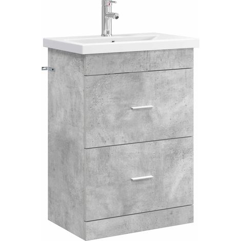 Badezimmermöbel-Set Betongrau 61 x 40 x 84,5 cm Holzwerkstoff vidaXL