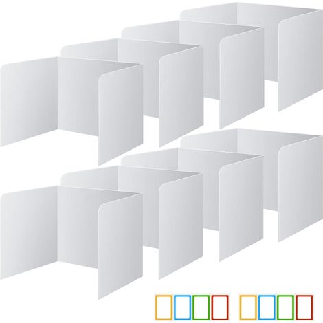 8 Pièces Séparateur de Bureau, Cloison Bureau, Panneau de Séparation de Bureau Pliable, Separateur Bureau, Séparateur de Confidentialité de Table pour L'école, Le Bureau, La Bibliothèque (8 Pièces) (1/5)
