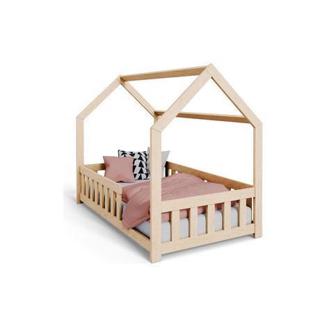 DUBI Casa letto per bambini 160x80 con materasso - Colore naturale