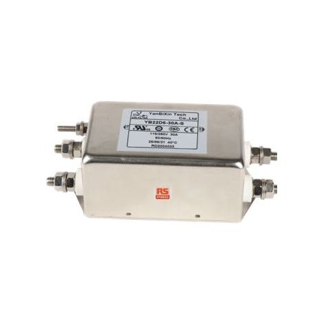 Filtre secteur RS PRO, 16A max, 2 phases, 250 V c.a. max, Montage sur châssis ( Prix pour 1 )